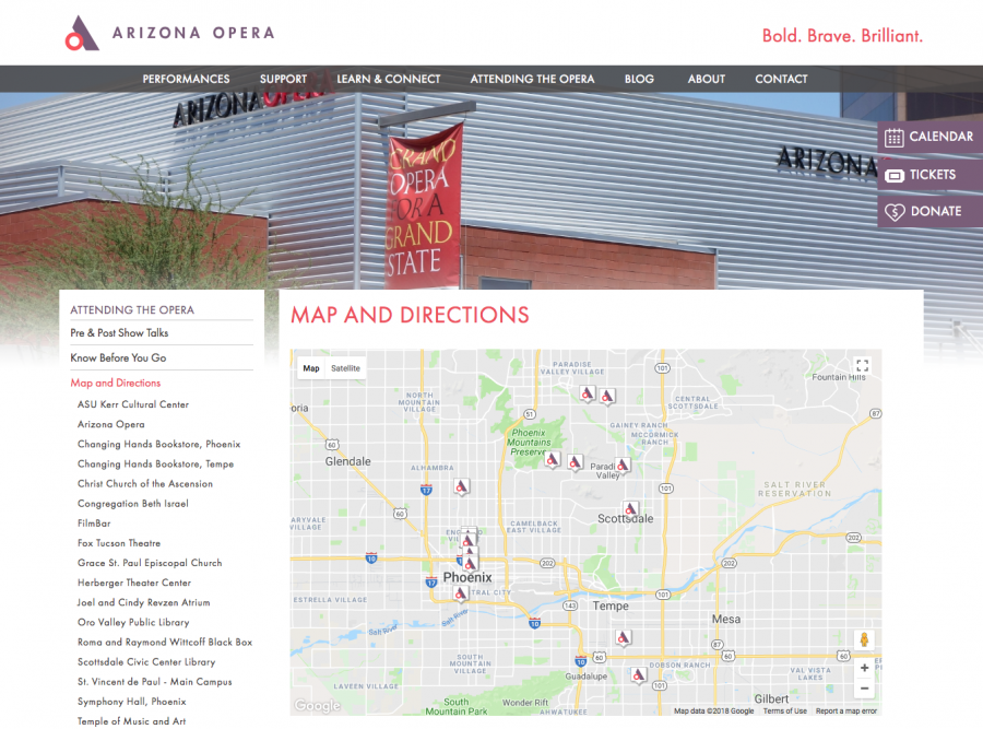 Arizona Opera Map on Directions Page